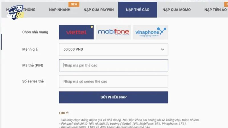 Hướng dẫn nạp tiền Sky88 nhanh chóng và tiện lợi chỉ với 2 phút Hạn mức nạp tiền tại Sky88 và cách xử lý khi quá hạn mức